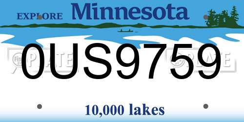 0US9759 Minnesota License Plate