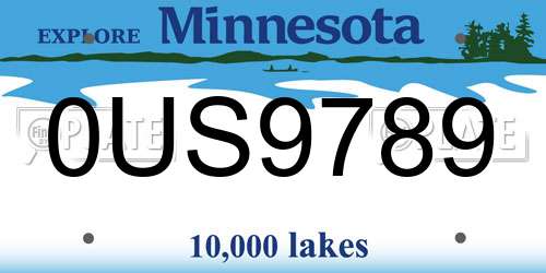 0US9789 Minnesota License Plate