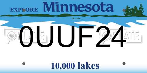 0UUF24 Minnesota License Plate