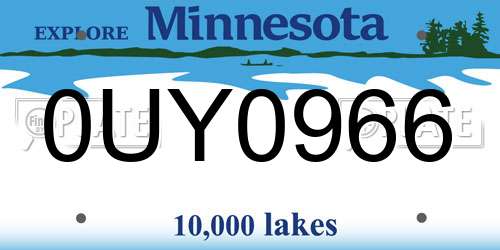 0UY0966 Minnesota License Plate