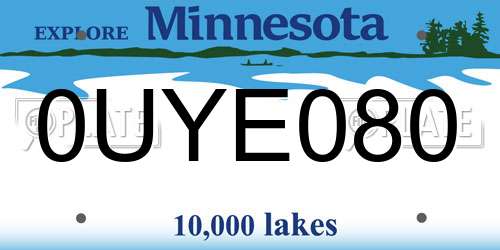 0UYE080 Minnesota License Plate