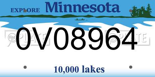 0V08964 Minnesota License Plate