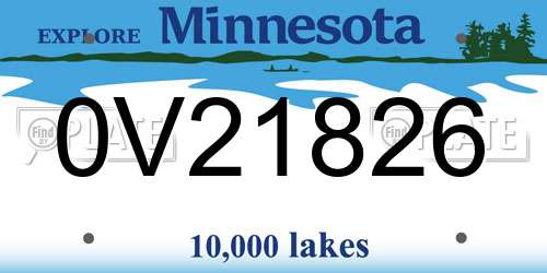 0V21826 Minnesota License Plate