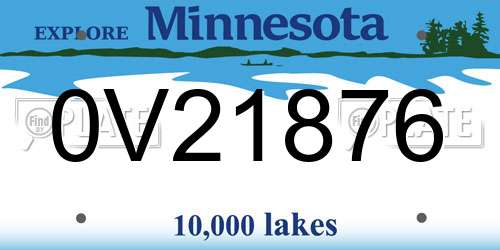 0V21876 Minnesota License Plate