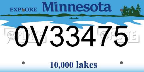 0V33475 Minnesota License Plate