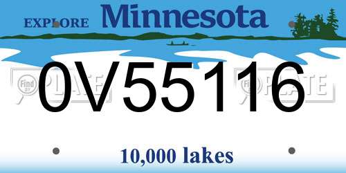 0V55116 Minnesota License Plate