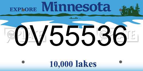 0V55536 Minnesota License Plate