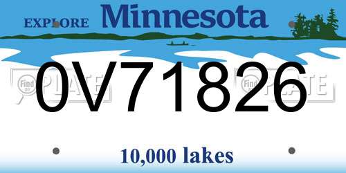 0V71826 Minnesota License Plate