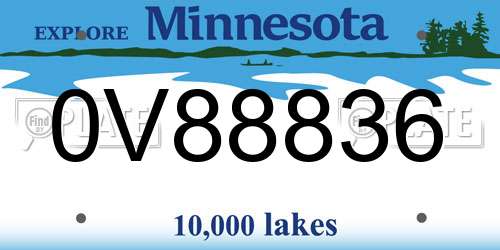 0V88836 Minnesota License Plate