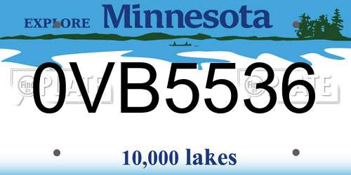 0VB5536 Minnesota License Plate