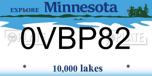 0VBP82 Minnesota License Plate