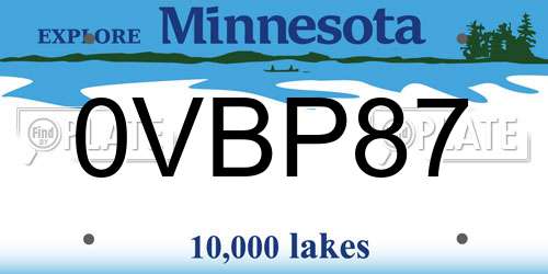 0VBP87 Minnesota License Plate