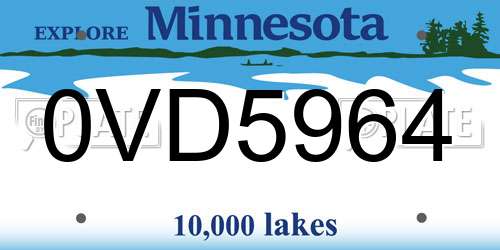 0VD5964 Minnesota License Plate