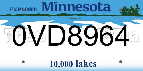 0VD8964 Minnesota License Plate