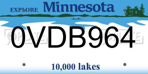 0VDB964 Minnesota License Plate