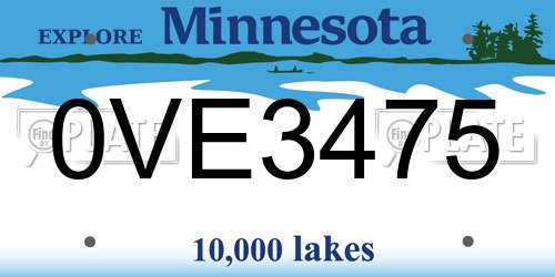 0VE3475 Minnesota License Plate