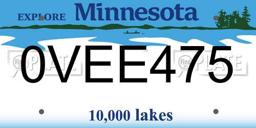 0VEE475 Minnesota License Plate