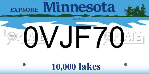 0VJF70 Minnesota License Plate
