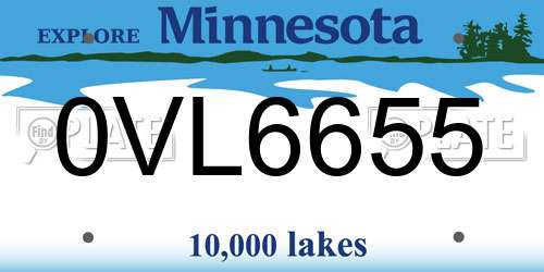 0VL6655 Minnesota License Plate