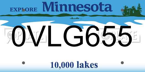 0VLG655 Minnesota License Plate