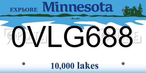 0VLG688 Minnesota License Plate