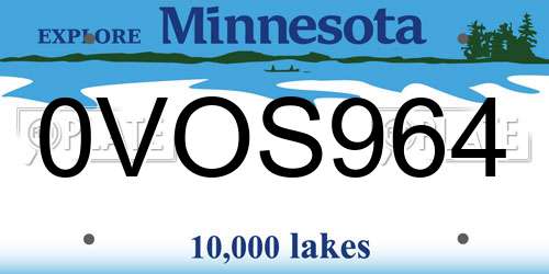 0VOS964 Minnesota License Plate