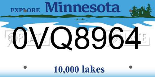 0VQ8964 Minnesota License Plate