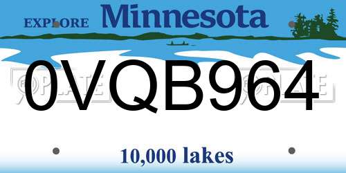 0VQB964 Minnesota License Plate