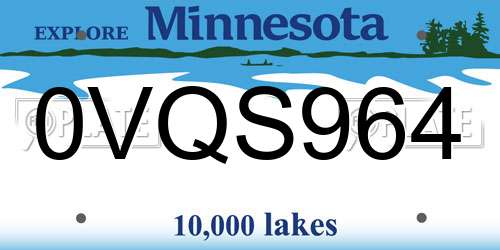 0VQS964 Minnesota License Plate