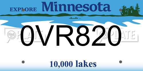 0VR820 Minnesota License Plate