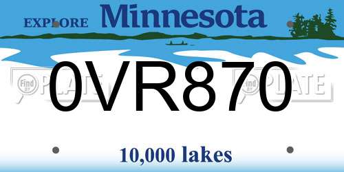 0VR870 Minnesota License Plate