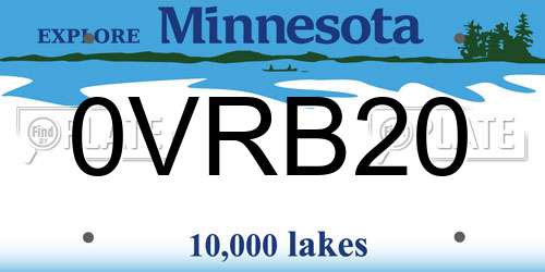 0VRB20 Minnesota License Plate