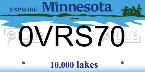 0VRS70 Minnesota License Plate