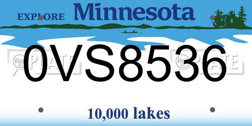 0VS8536 Minnesota License Plate