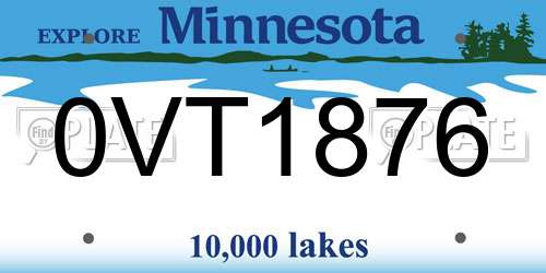 0VT1876 Minnesota License Plate