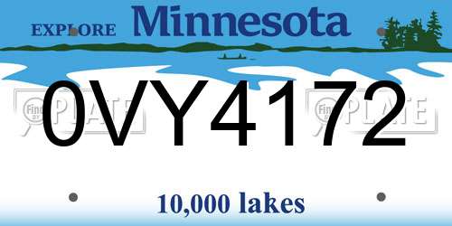 0VY4172 Minnesota License Plate