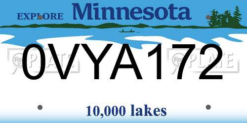 0VYA172 Minnesota License Plate