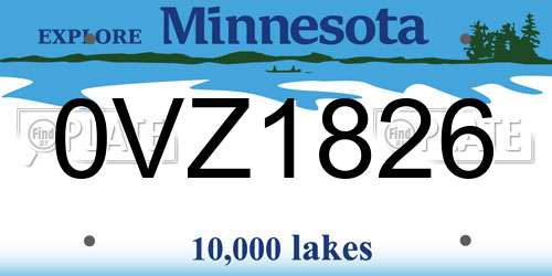 0VZ1826 Minnesota License Plate