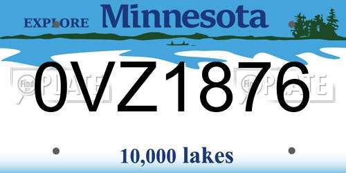 0VZ1876 Minnesota License Plate