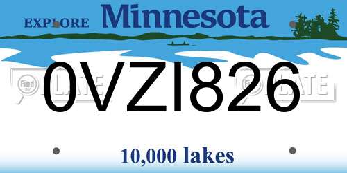 0VZI826 Minnesota License Plate