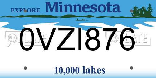 0VZI876 Minnesota License Plate