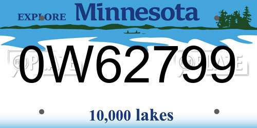 0W62799 Minnesota License Plate