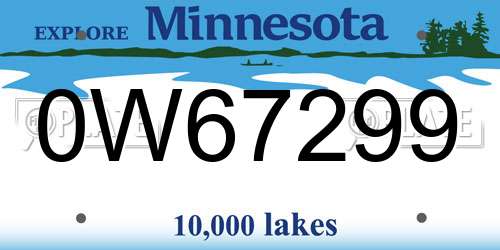 0W67299 Minnesota License Plate