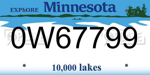0W67799 Minnesota License Plate
