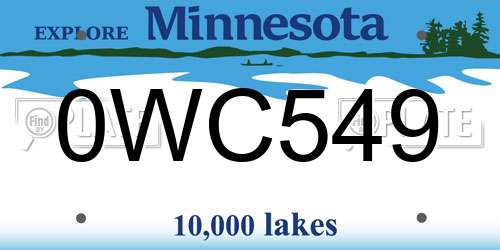 0WC549 Minnesota License Plate