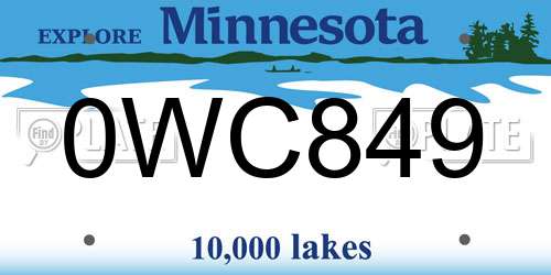 0WC849 Minnesota License Plate