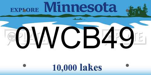 0WCB49 Minnesota License Plate