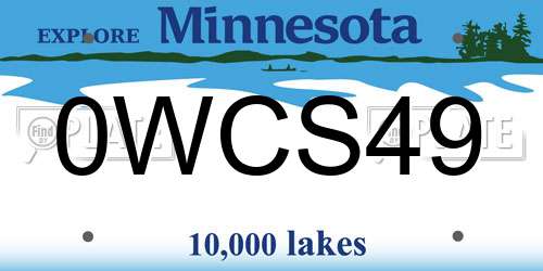 0WCS49 Minnesota License Plate