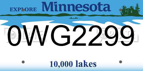 0WG2299 Minnesota License Plate