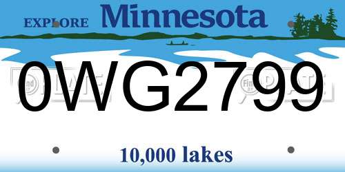0WG2799 Minnesota License Plate